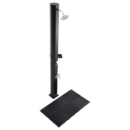Solar Heated Outdoor Shower 35L, Foot Faucet, Floor Kit