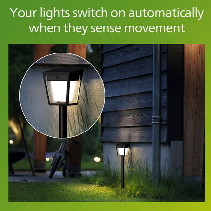 Solar LED Garden Light, Dual Brightness, Black, IP44
