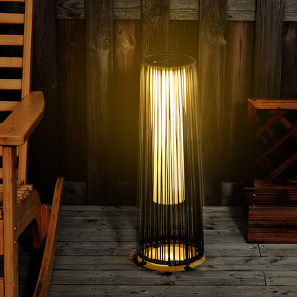Solar Rattan Garden Lamp, LED, 61 Cm, Brown