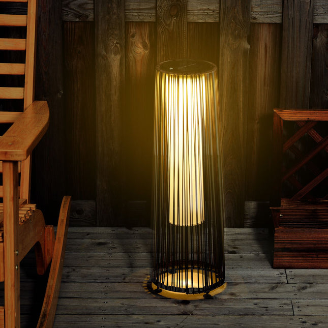 Solar Rattan Garden Lamp, LED, 61 Cm, Brown