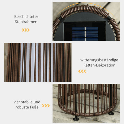 Solar Rattan Garden Lamp, LED, 61 Cm, Brown