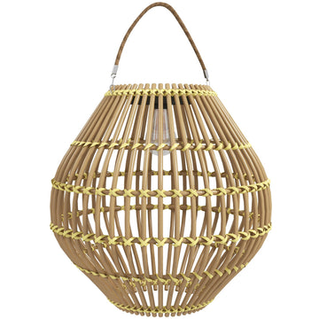 Solar lamp, rattan drum design, waterproof, light sensor