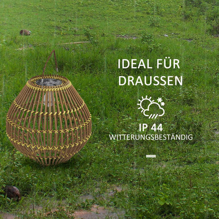 Solar lamp, rattan drum design, waterproof, light sensor