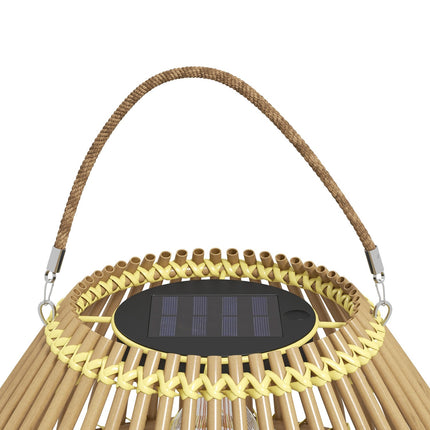 Solar lamp, rattan drum design, waterproof, light sensor