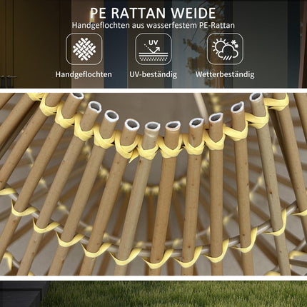 Solar lamp, rattan drum design, waterproof, light sensor