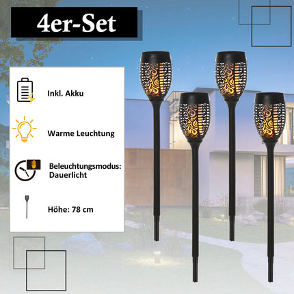 Set of 4 solar garden lights - 6-8H light, IP44, black