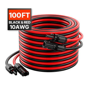Solar Panel Extension Cable 100ft 10AWG MC4, 2-Pack