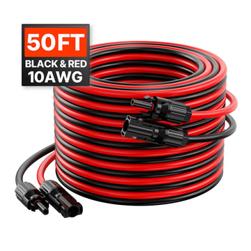 Solar Panel Extension Cable 50 ft 10AWG MC4, 2-Pack