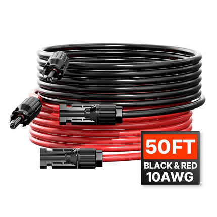 Solar Panel Extension Cable 50 ft 10AWG MC4, 2-Pack