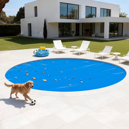 Solar Pool Cover, 24 ft Round, 8 Mil PE Bubble, Blue