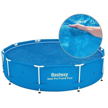 Solar Pool Cover for 305 cm Pools in Cellular PE Foil, Blue, Heat-Retaining