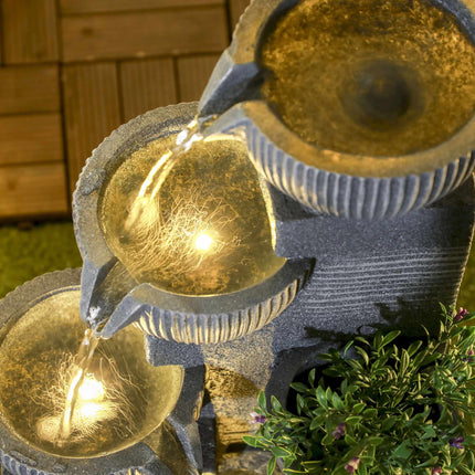 Solar-Powered 4-Tier Garden Fountain with LED Lights