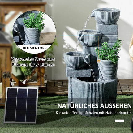 Solar-Powered 4-Tier Garden Fountain with LED Lights