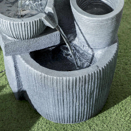 Solar-Powered 4-Tier Garden Fountain with LED Lights