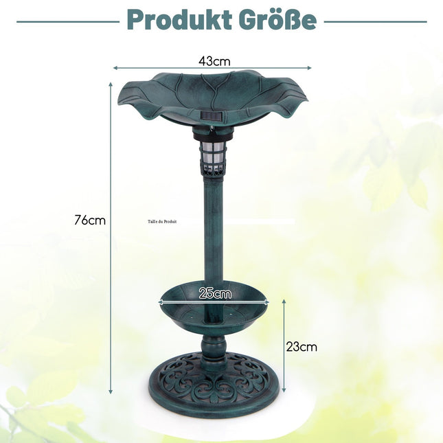 Solar-Powered Bird Bath with LED Light and Planter