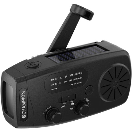 Solar-Powered Radio with Flashlight, Black