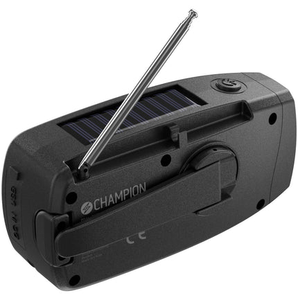 Solar-Powered Radio with Flashlight, Black
