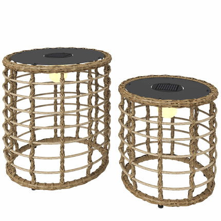 Solar-Powered Rattan Lamp Set, Warm Light, Outdoor Use