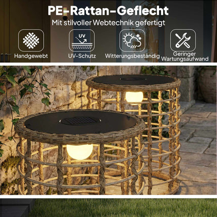 Solar-Powered Rattan Lamp Set, Warm Light, Outdoor Use