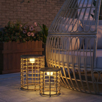 Solar-Powered Rattan Lamp Set, Warm Light, Outdoor Use