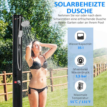 Solar Shower 35L Camping Hot Water System - Black