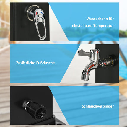 Outdoor 40L solar shower, foot and rain head, 60°C water