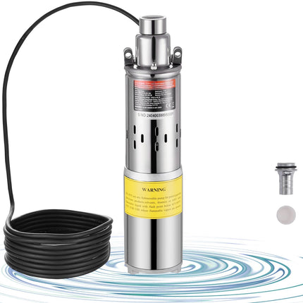 Solar Submersible Deep Well Pump, 24V 277W, 9.25 GPM