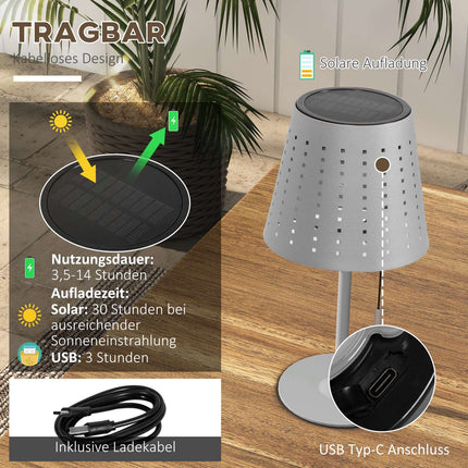 Outdoor Solar Table Lamp - LED, Dimmable, Waterproof, Portable