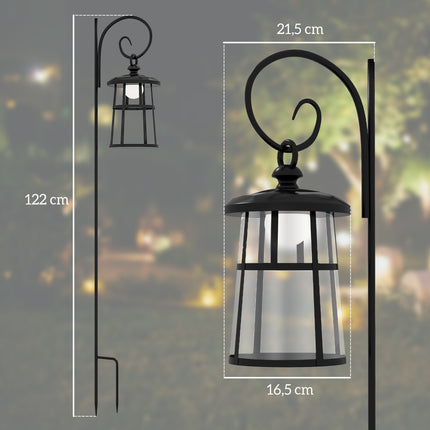 LED Solar Garden Lantern, 122 cm, Cold White Light, Black