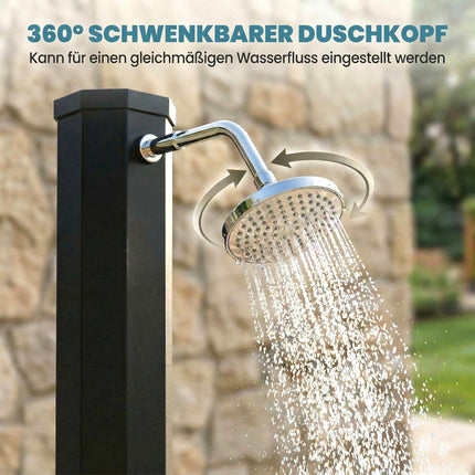 Solar garden shower 60L with rain shower head, temperature control