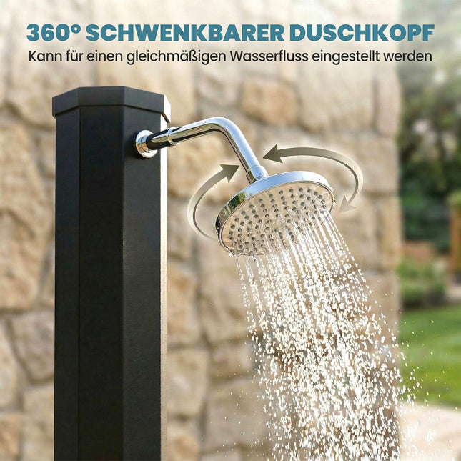 Solar garden shower 60L with rain shower head, temperature control