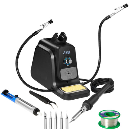 Soldering Iron Station 80W, Digital Display, 5 Tips, 2 Helping Hands