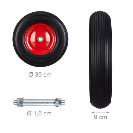 Solid Rubber Wheelbarrow Wheel, Puncture-Proof, 4.00-8