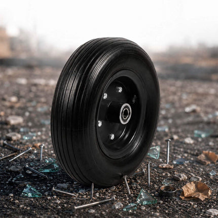 Solid Rubber Wheelbarrow Wheels, 4.00-6, Set of 2