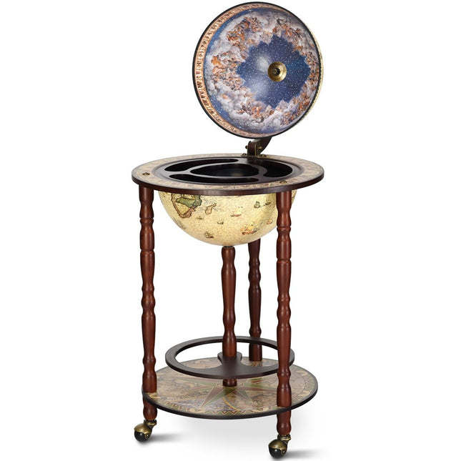 Wereldbol van massief hout, mini-globe, bar, thuisbar, flessenrek