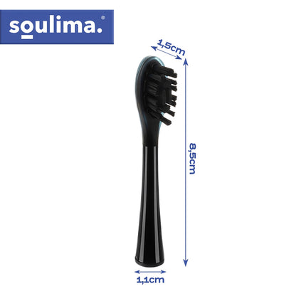Sonic Toothbrush Heads, Black, 2 Pack, Soft & Medium