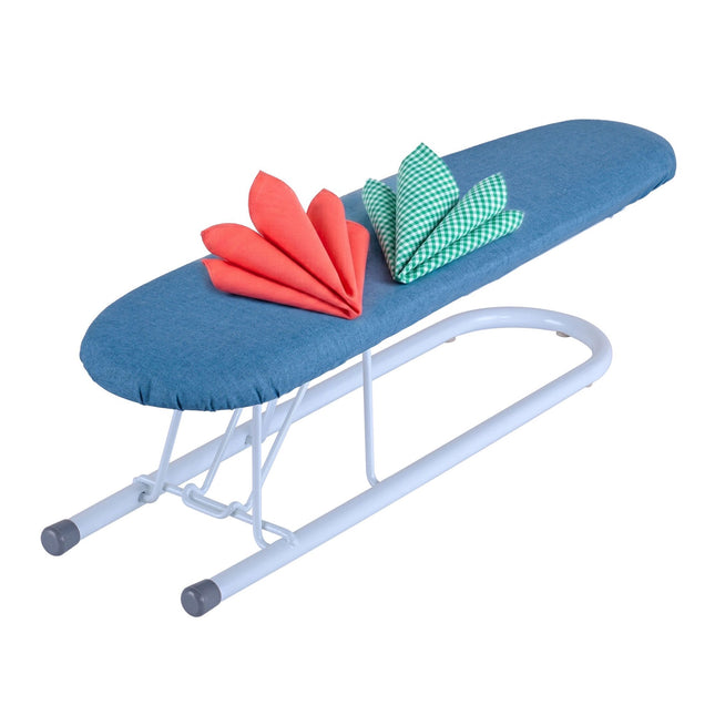 Ruimtebesparende strijkplank voor mouwen, blauw/wit