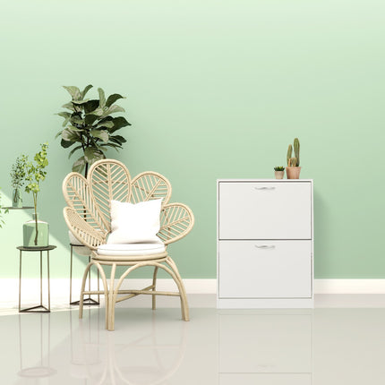 Space-Saving White Shoe Cabinet with Adjustable Shelves
