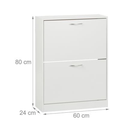 Space-Saving White Shoe Cabinet with Adjustable Shelves