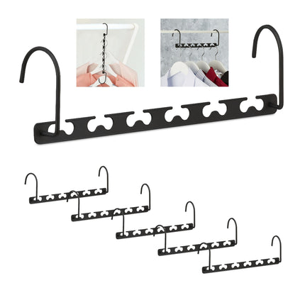 Space-saving hangers, 6 pcs, black