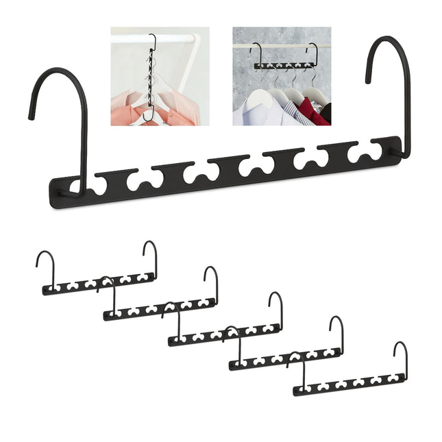 Ruimtebesparende hangers, 6 stuks, zwart