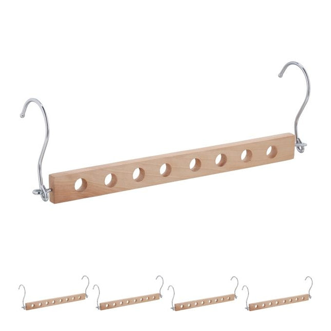 Ruimtebesparende houten hangerset van 5