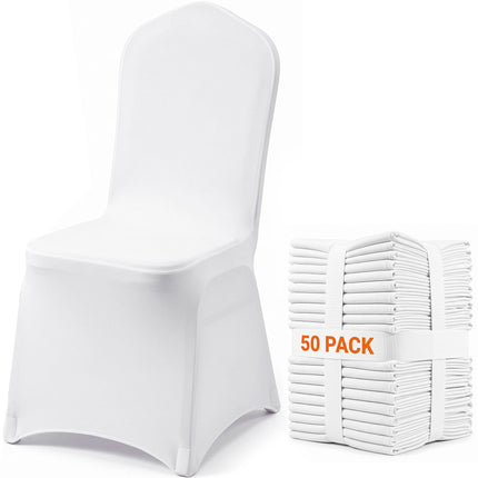 Spandex Folding Chair Covers, White, 50-Pack