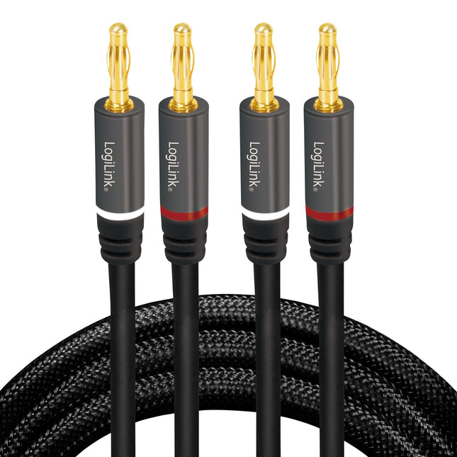 Speaker cable 2x2.5 mm² with banana plugs Black 5 meters