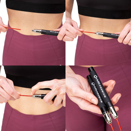 Speed Jump Rope, Black/Red, Adjustable Length
