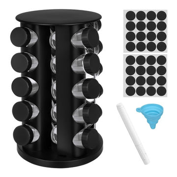 Spice Container Set with 20 Glass Jars & Rotating Rack