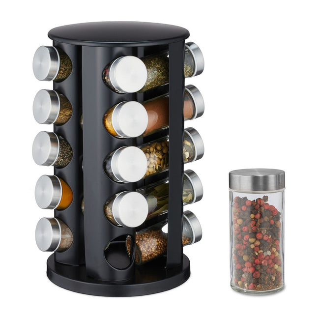 Spice carousel in stainless steel with 20 glasses