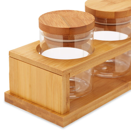 Spice container with bamboo holder