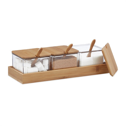 Spice container with spoon and lid