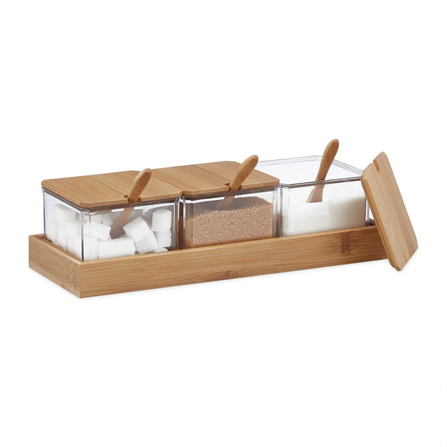 Spice container with spoon and lid